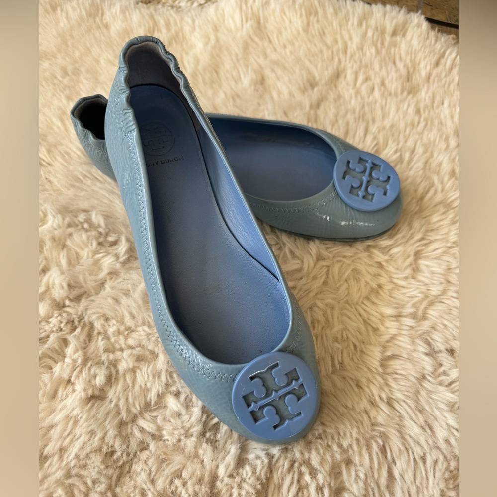 Tory Burch Minnie Travel ballet flat patent leather blue 7.5